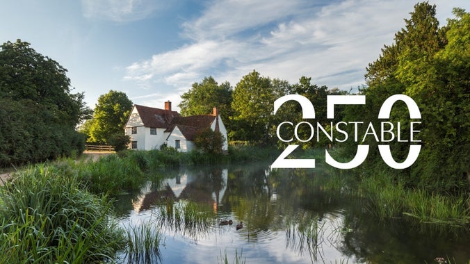Willy Lott's House at Flatford with the Constable 250 logo to the right.